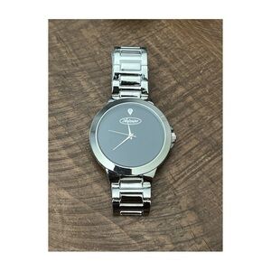 Antonio Mens Large Face Crystal Silver and Black Watch